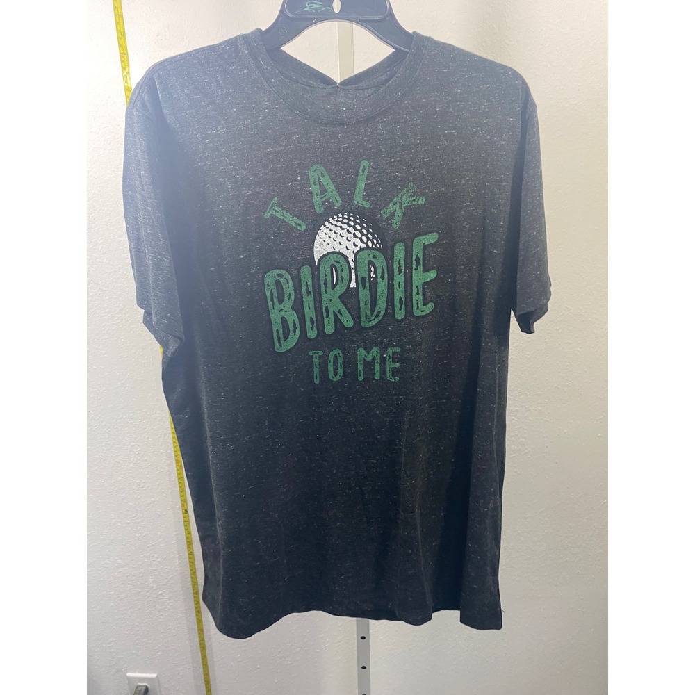 State of Mine Mens Talk Birdie To Me Golf Graphic T-Shirt Charcoal Heather L NWT
